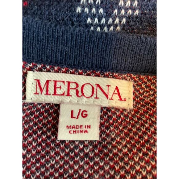 Merona Women's Geometric Nordic Tight-Knit Long Sleeve Button Front Sweater Sz L - Picture 4 of 5